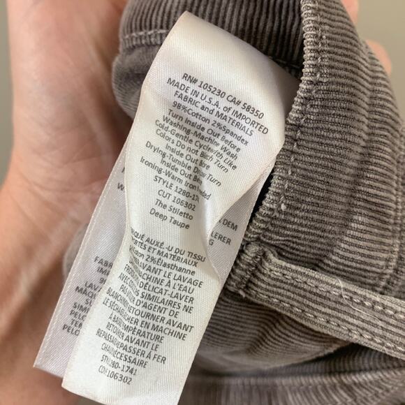 Current/Elliott The Stiletto Corduroy Brown Skinny Pants - Picture 5 of 8